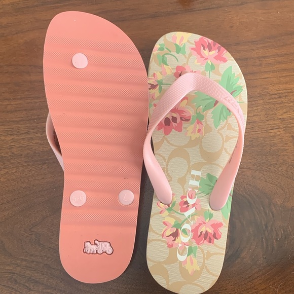 Coach floral pink flip flops - Picture 2 of 3